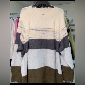 Old Navy Color blocked Women's Sweater - Cream, Gray, and Brown